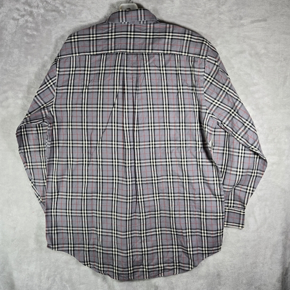 Burberry Vintage London Button Down Nova Check Long Sleeve Men Size Large L Gray - Picture 2 of 8